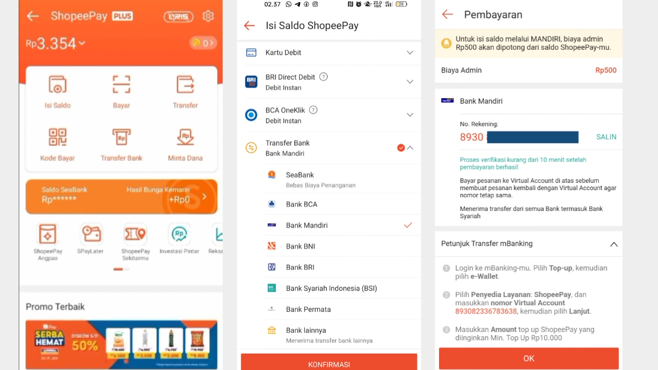 cara top up shopeepay lewat livin mandiri terbaru