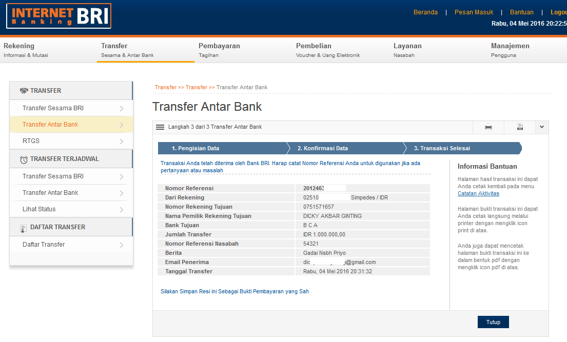 cara mentransfer uang ke bank bri terbaru