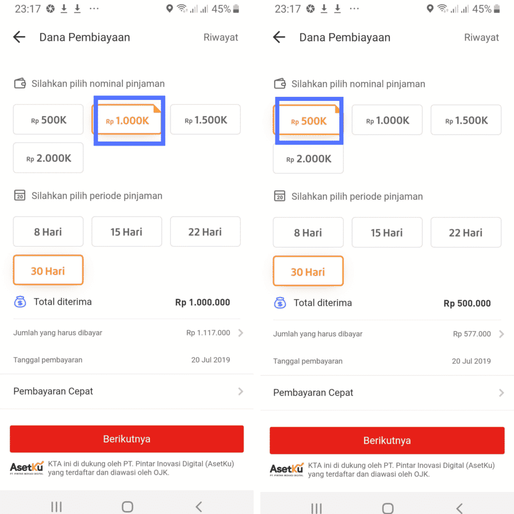 pinjaman online yang bayar bulanan