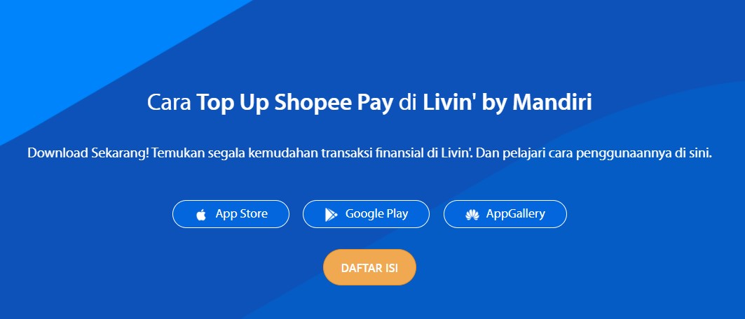 cara top up shopeepay lewat livin mandiri terbaru