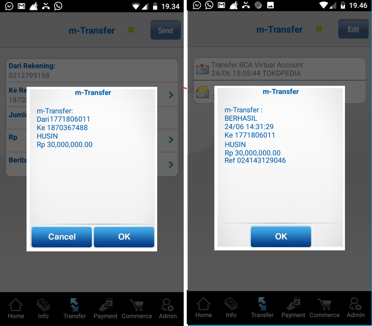 cara transfer dari atm bri ke bca