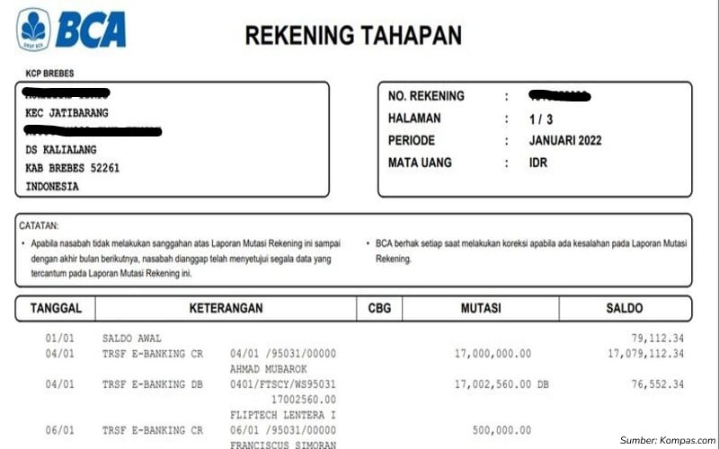 cara minta rekening koran mandiri terbaru