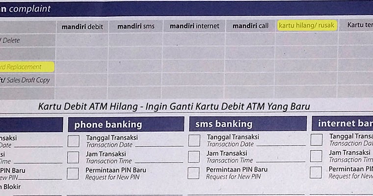 cara blokir atm yang hilang