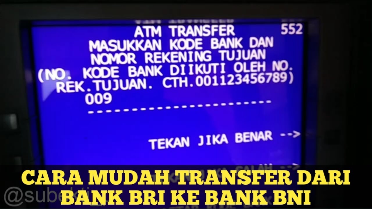 cara transfer dari atm bri ke bni